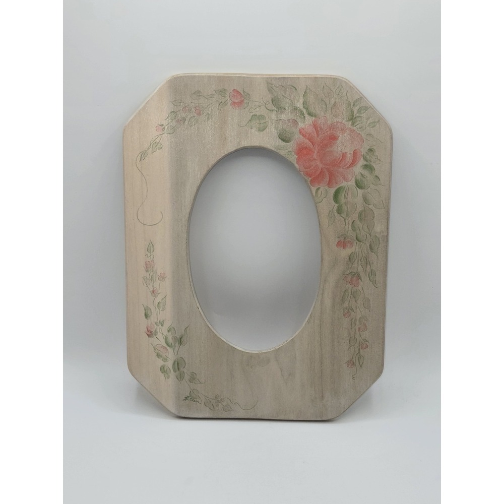 Hand Painted Floral Wooden Picture Frame Rose Cottage Wall Decor